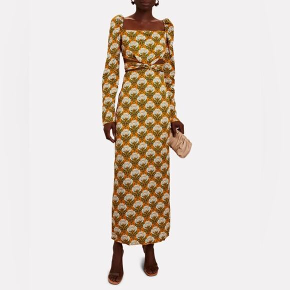 Agua By Agua Bendita Cuarzo Maxi Dress M Long Sleeve Luxury Resort - Picture 13 of 13